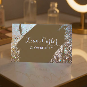 Elegant Holographic Brush Personalized Name Card