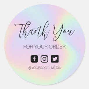 Elegant Holographic Business Thank You Classic Rou Classic Round Sticker