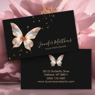 Elegant Holographic Butterfly Sparkle Script Business Card