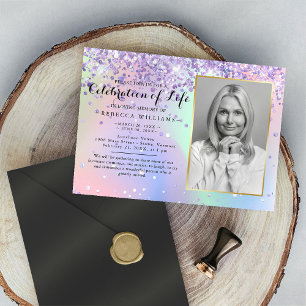 Elegant Holographic Celebration of life Invitation