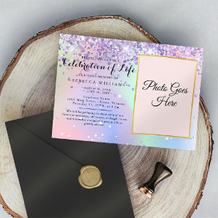 Elegant Holographic Celebration of life Invitation