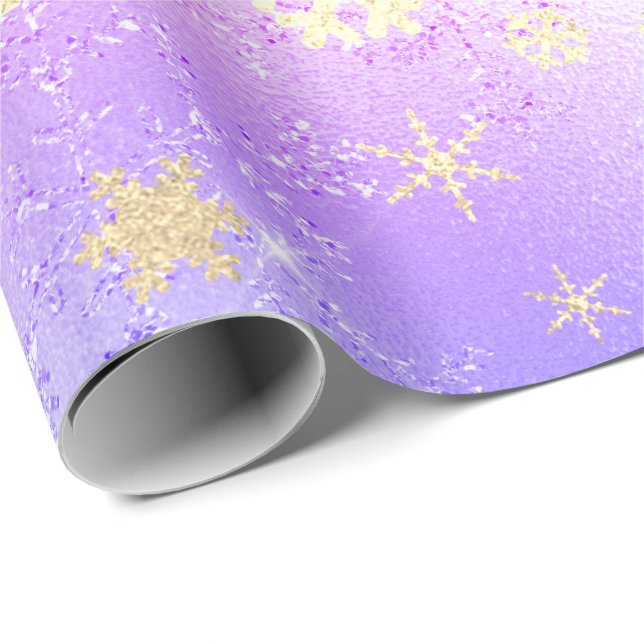 Elegant Holographic Christmas Snowflake Pattern Wrapping Paper (Roll Corner)
