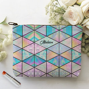 Elegant holographic colourful accessory pouch
