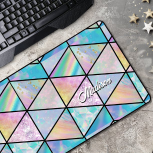 Elegant holographic colourful  desk mat