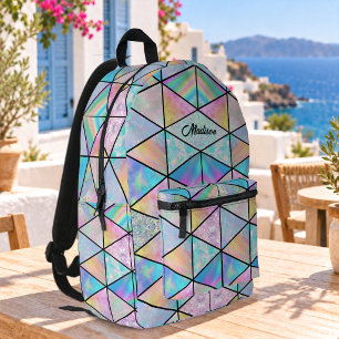 Elegant holographic colourful printed backpack