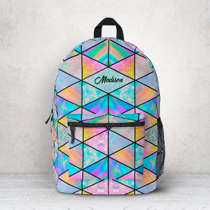 Elegant holographic colourful printed backpack