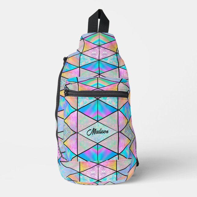 Elegant holographic colourful sling bag (Front)