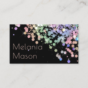Elegant Holographic Glitter Makeup Artist Black Business Card