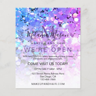 Elegant Holographic Glitter Makeup Artist Purple Flyer