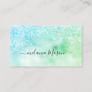 Elegant Holographic Glitter Makeup Artist Silver B Business Card