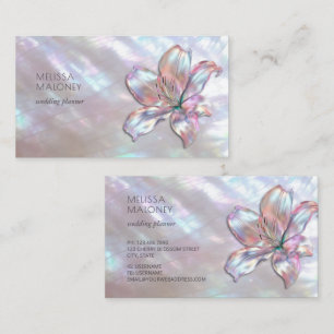 Elegant Holographic Iridescent Lily Business Card