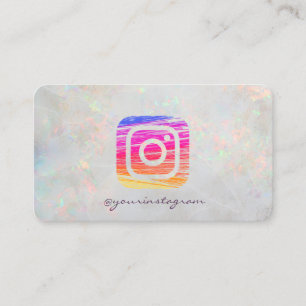 Elegant Holographic Iridescent OpaI Instagram  Business Card