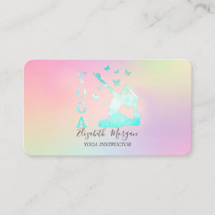 Elegant Holographic Ombre Women Yoga Instructor Business Card