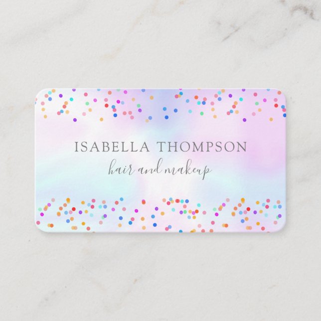 Elegant Holographic Rainbow Sparkles Business Card (Front)