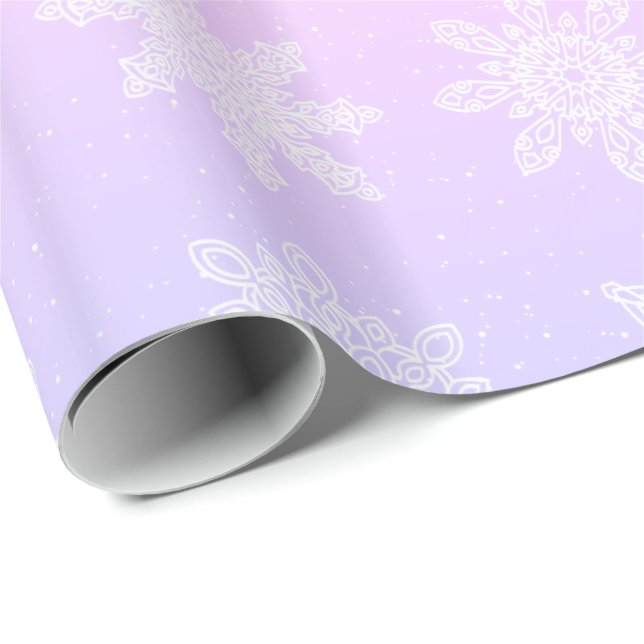 Elegant Holographic Snowflake Christmas Pattern Wrapping Paper (Roll Corner)