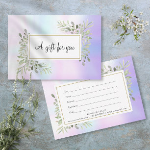Elegant Holographic Spring Leaves Gift Certificate