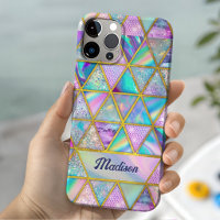 Elegant holographic trendy faux gold geometric