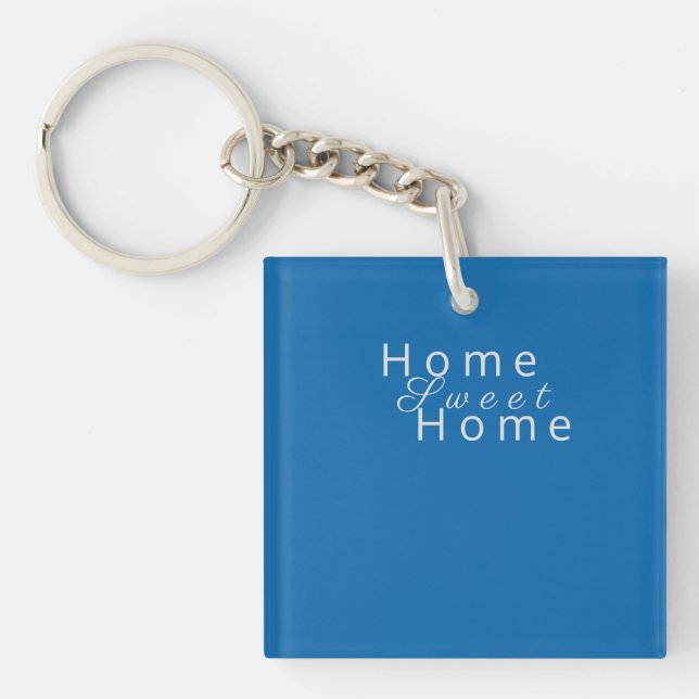 Elegant "Home Sweet Home" Sky Blue Keychain (Front)