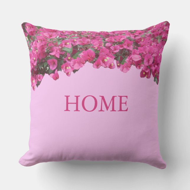 Elegant Home Tropical Flowers on Pink Throw Pillow (Front)