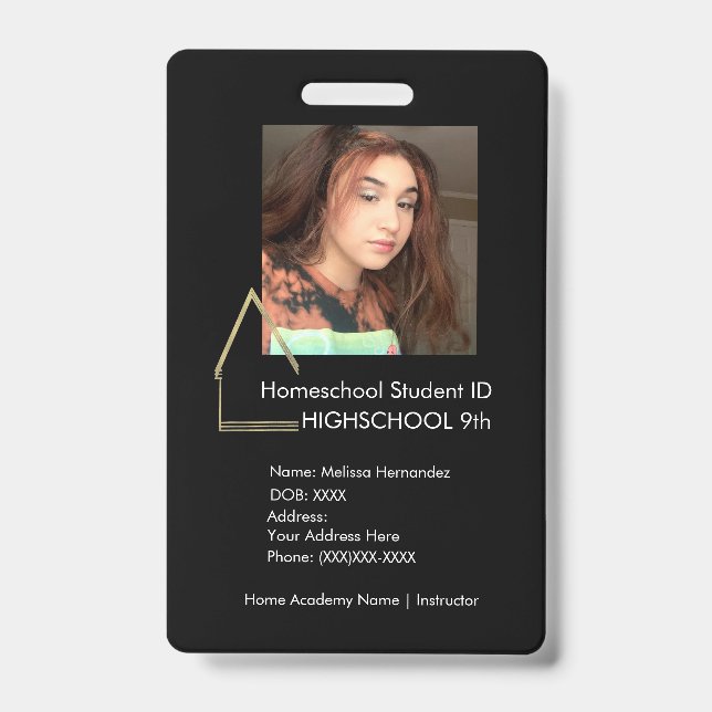 Elegant Homeschooling School ID Black Badge (Front)