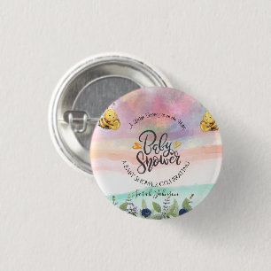 Elegant Honey Bee Baby Shower Party Decor Balloon 1 Inch Round Button