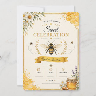 Elegant Honey Bee Floral Invitation