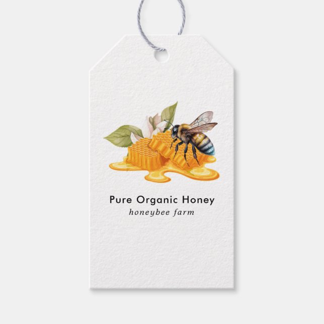 Elegant Honeycombs with bee Gift Tags (Front)