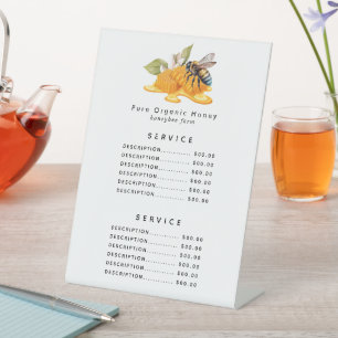 Elegant Honeycombs with bee Pedestal Sign