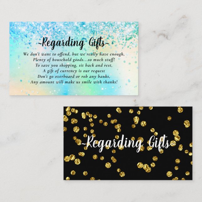 Elegant Honeymoon Fund bridal shower or wedding En Enclosure Card (Front/Back)