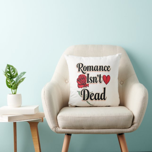 Elegant Hopeless Romantic Quote Throw Pillow (Chair)