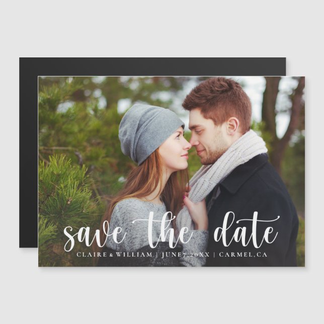 Elegant Horizontal Photo Save the Date Magnet (Front/Back)