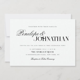 Elegant Horizontal Script Serif Names Wedding Invitation