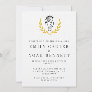 Elegant Horse Crest Wedding Invitation with Laurel