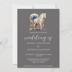 Elegant Horse Drawn Carriage Wedding Invitation