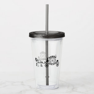 Elegant Horse Drawn Wedding Wagon Monogram Acrylic Tumbler
