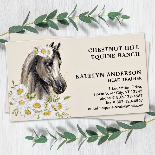 Elegant Horse Floral Personalize Equestrian Equine Business Card (Creator Uploaded)