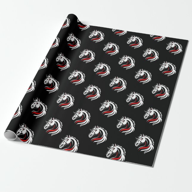 Elegant Horse Head Pattern Wrapping Paper (Unrolled)