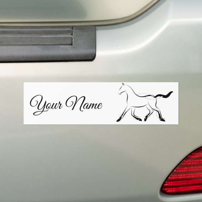 Elegant horse in black colour bumper sticker (On Car)