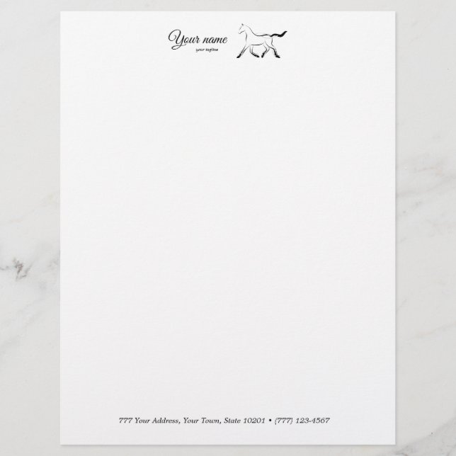 Elegant horse in black colour letterhead (Front)