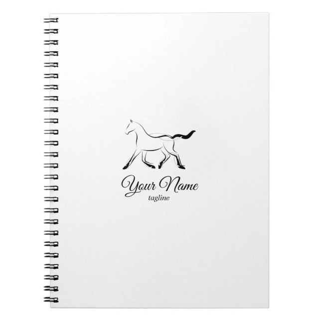 Elegant horse in black colour notebook (Front)