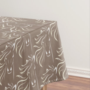 Elegant Horse Pattern on Beige Tablecloth
