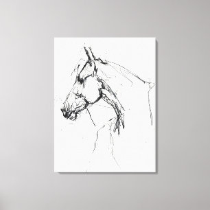 Elegant Horse Portrait Sketch - Premium Canvas Print