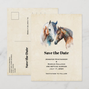 Elegant Horses Western Boho Wedding Save the Date Invitation Postcard