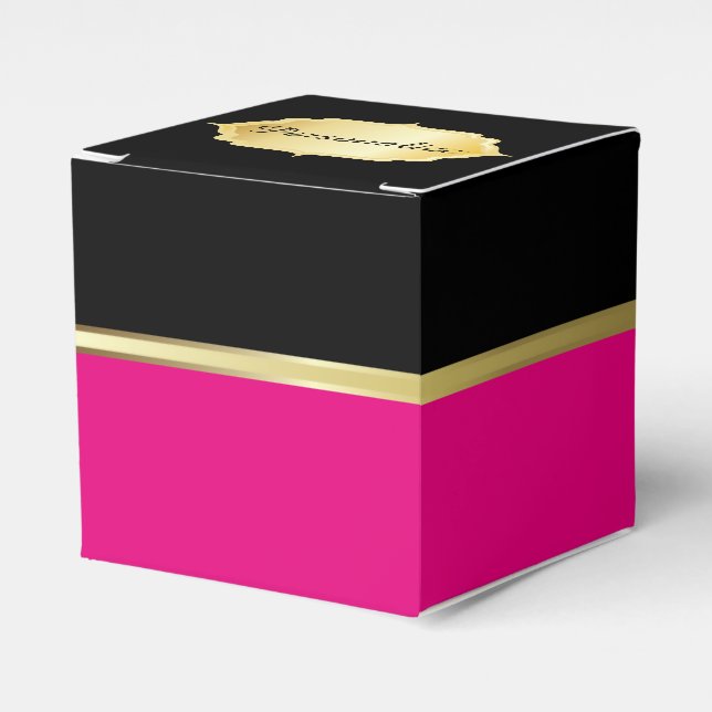 Elegant Hot Pink and Black Favor Box (Front Side)