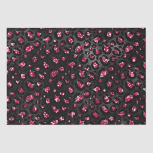 Elegant Hot Pink and Black Glitter Leopard Spots Tissue Paper