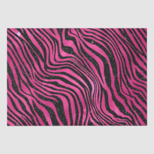 Elegant Hot Pink and Black Glitter Tiger Stripes Tissue Paper