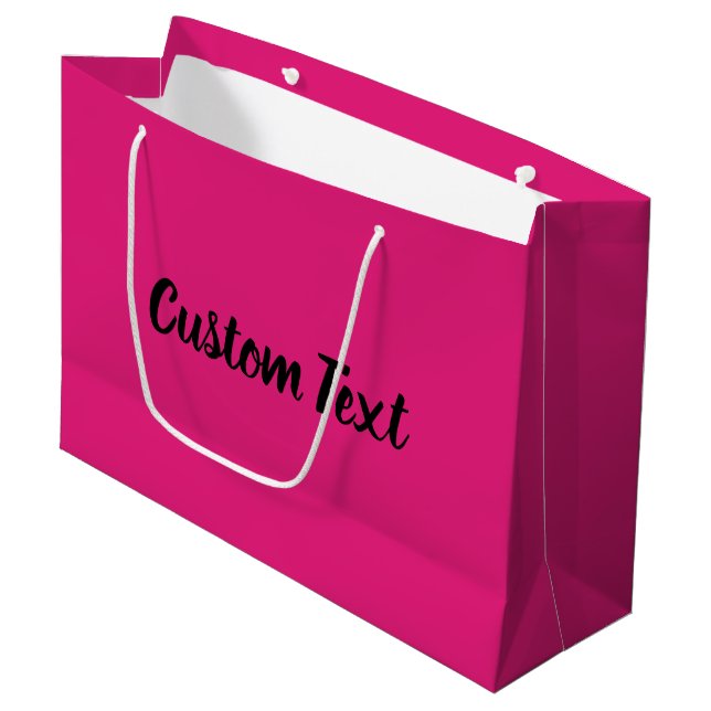 Elegant Hot Pink and Black Script Text Template Large Gift Bag (Front Angled)