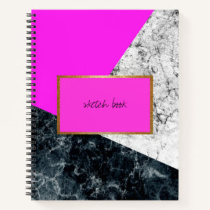 Elegant Hot Pink and Marble Sketch Book