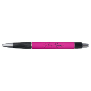 Elegant Hot Pink Black Text Business Salon Name Pen