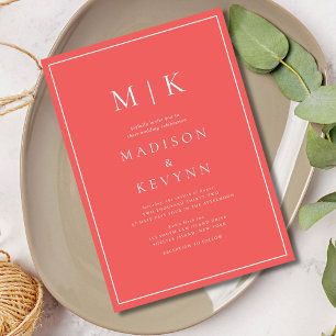 Elegant Hot Pink Classic Wedding Invitation